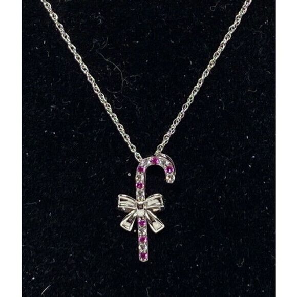Macys Lab-Created Ruby 1/6 Ct. T.w Sterling Silver Necklace MSRP $100 NM106 - Picture 1 of 3